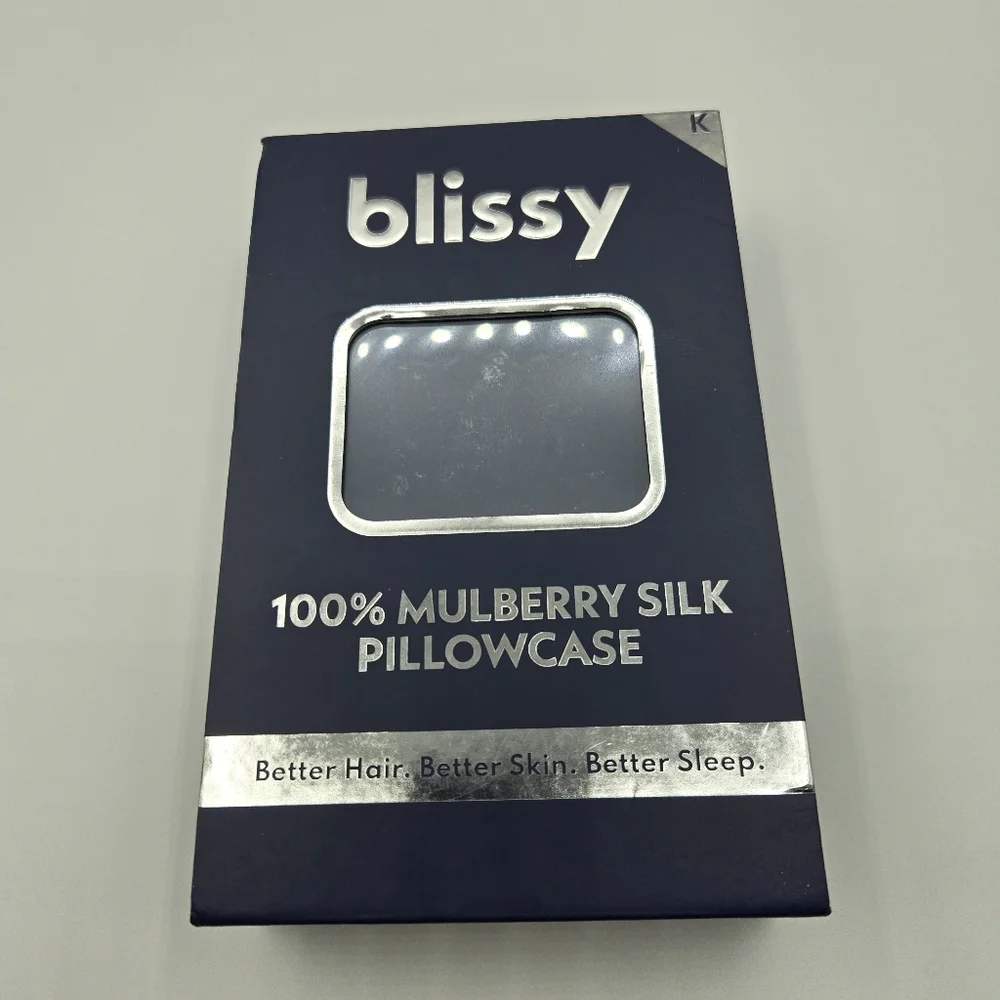 NWT Blissy Mulberry Silk Pillowcase, Navy Blue, Standard/Queen or King Size